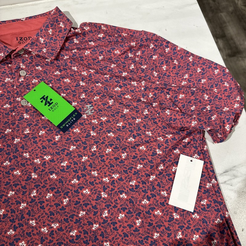 IZOD Golf Swingflex Elite Performance Golf Polo Shirt Golf Print Men M UPF 50 gallery