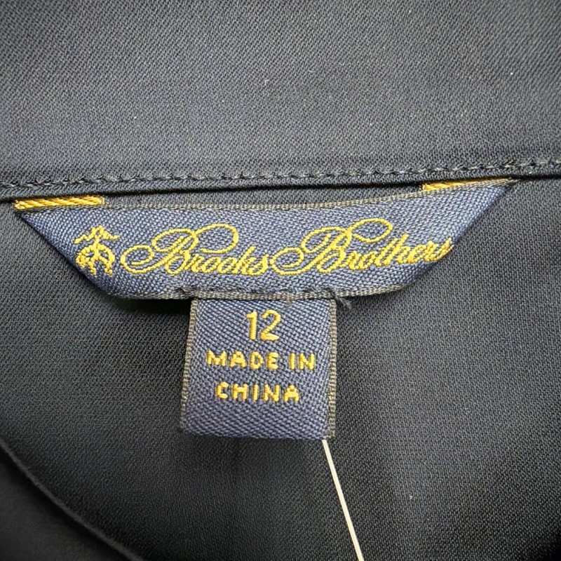 Brooks Brothers Womens Navy Satin Button-Up Collared Blouse Size 12 - New gallery