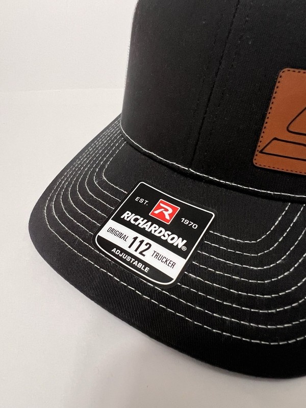 Snap-On Richardson 112 Mesh Back Trucker Hat Brown Leather Patch Black/White NWT gallery