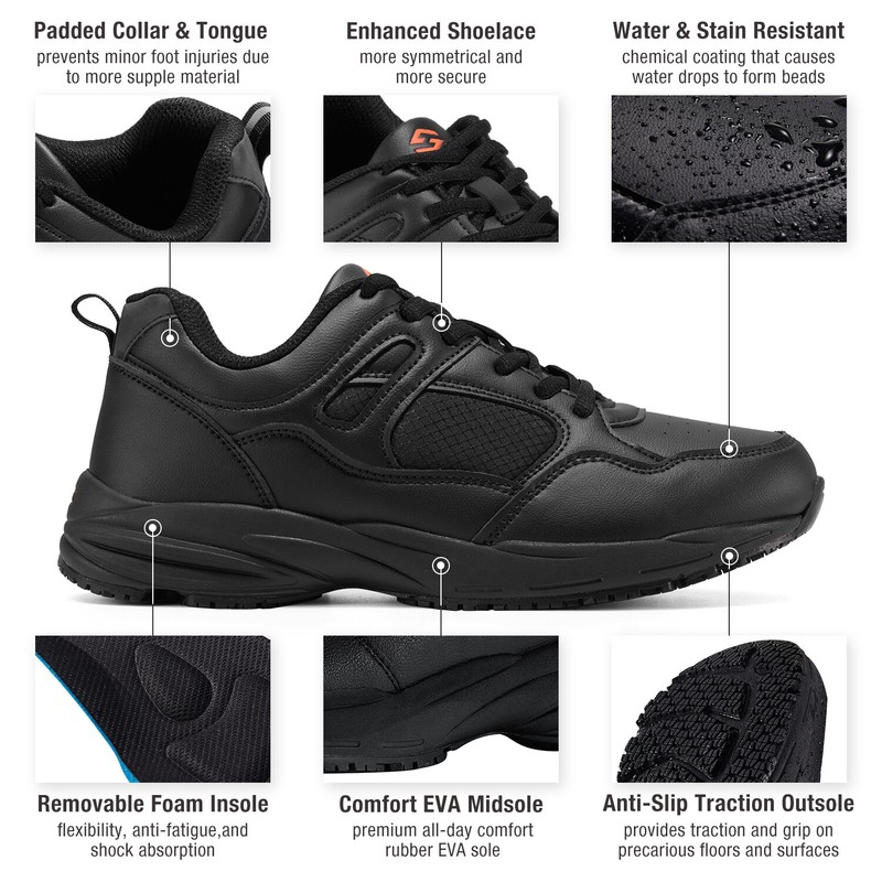 HISEA NINGO Men's Slip Resistant Work Shoes Chef Kitchen Oil Resistant Sneakers gallery