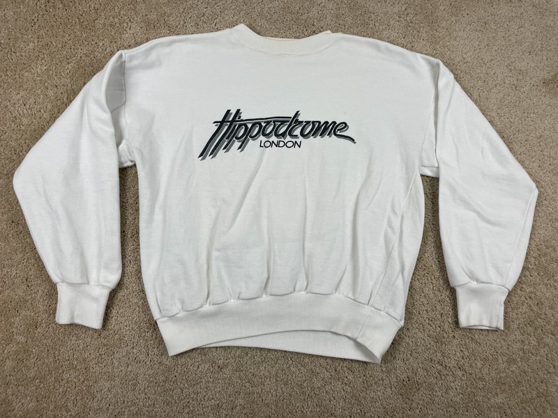 Hipporodrome London Pullover Sweatshirt Mens Size 44 Crew Neck Long Sleeve White