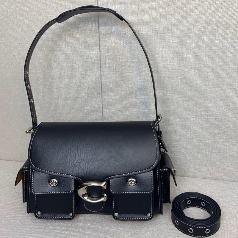 COACH Cargo Turnlock Soft Tabby CU124 H 6.69 in × W 10.24 in × D 4.33 in Black