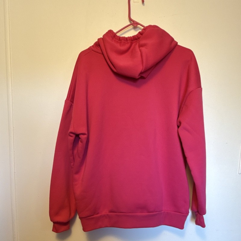 Pink Pullover Hoodie Fleece 100% Polyester Women's Size L Hooded Kangaroo Pocket gallery