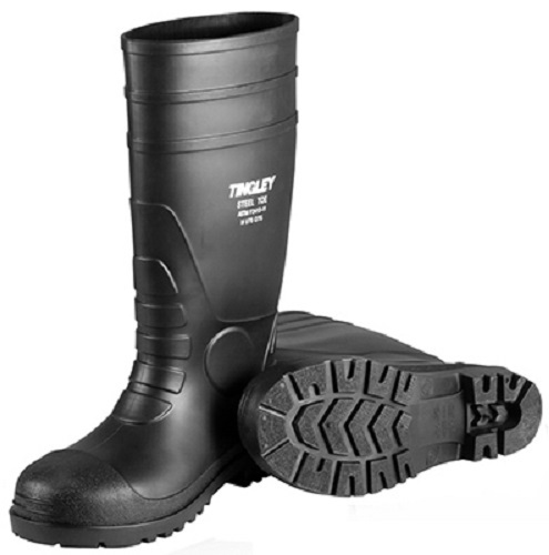 TINGLEY 31161.04 MENS SIZE 4 BLACK PVC OVER THE SOCK WATERPROOF BOOTS