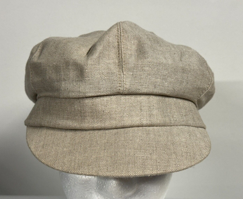 Kangol Newsboy Baker Boy Cap Ivory Linen UK L/XL NEW