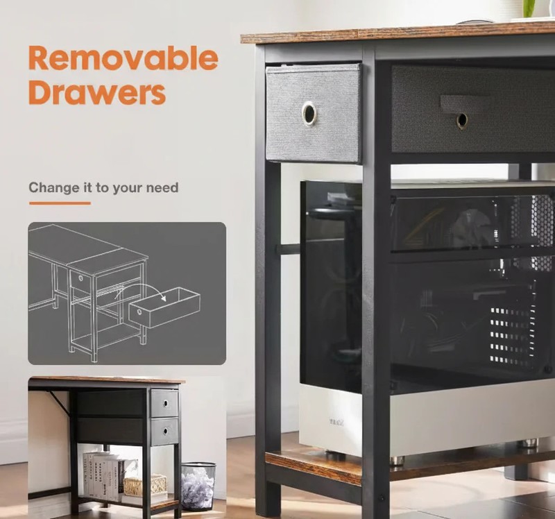 40/47" Computer Desk with Fabric Storage Drawers gallery