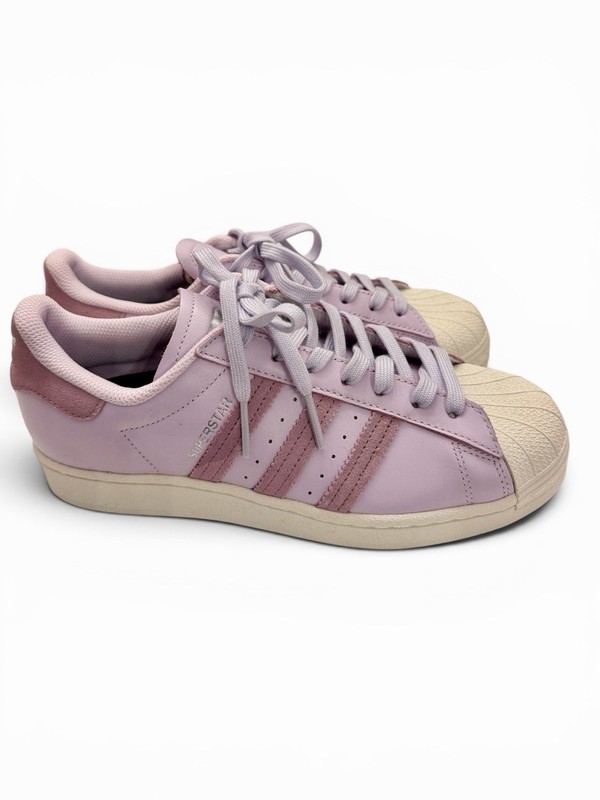 adidas Superstar Low Top Shell Toe Lace-Up Sneakers Solid Purple Pink Beige