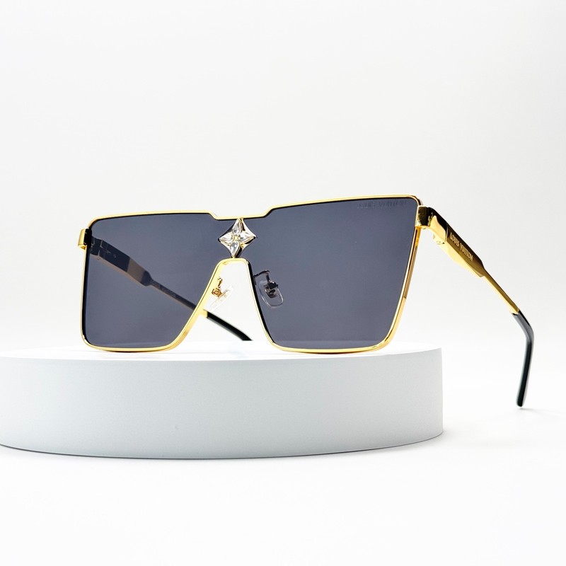 Louis Vuitton Z1700U LV Shield Cyclone Gold Frame Black Lens Sunglasses