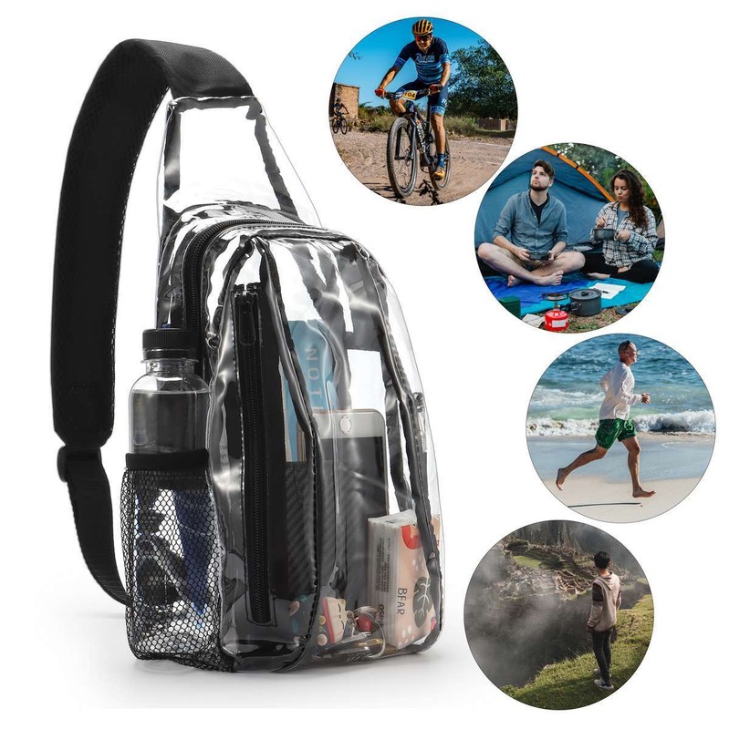 Clear PVC Sling Bag Transparent Stadium Adjustable Shoulder Crossbody Backpack gallery