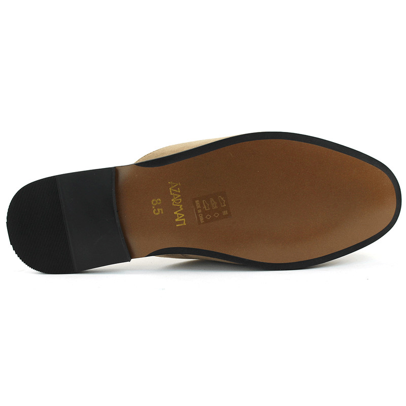 Mens Tan Suede Backless Slip On Mule With Gold Buckle Loafers By AZAR MAN gallery
