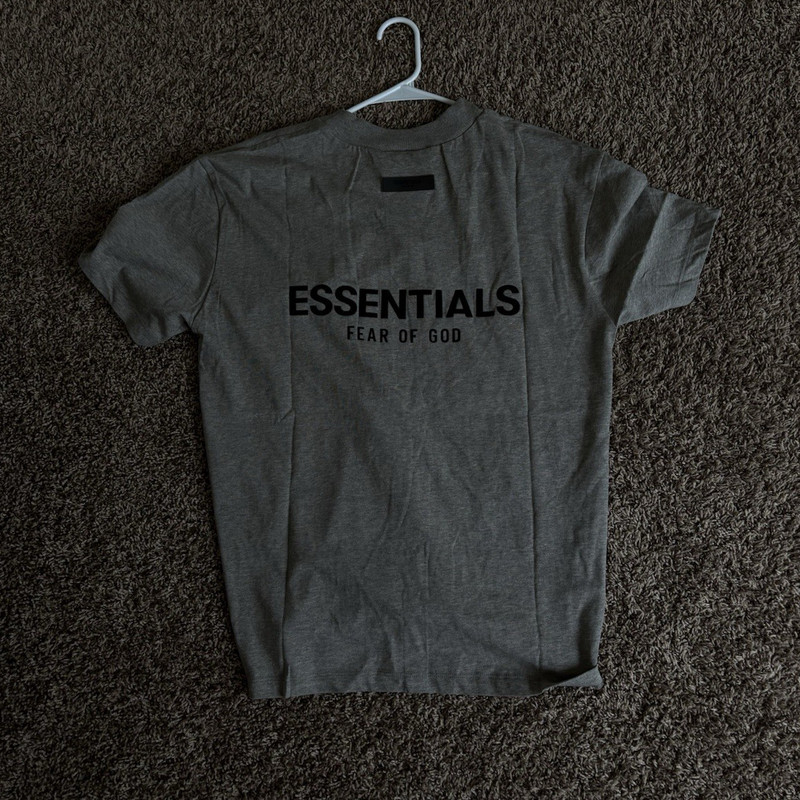 ESSENTIALS Fear of God ESSENTIALS Men’s Gray Logo Crew Tee S Cotton