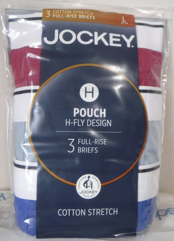 Jockey Pouch H Fly Design 3 Men’s Full Rise Briefs L Blue gray mix H fly 1145