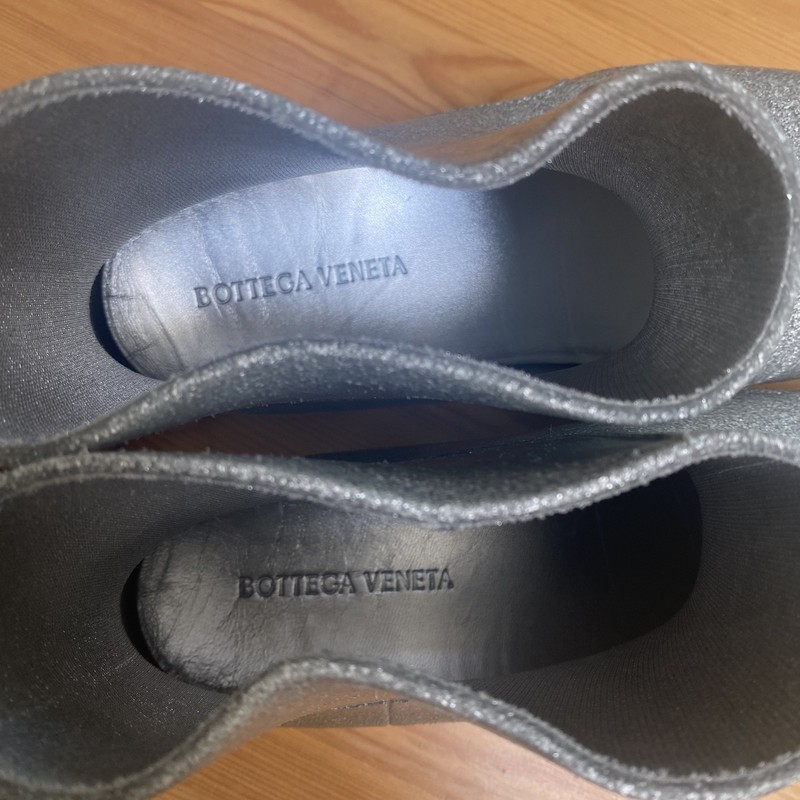 Bottega Veneta Silver Glitter Rubber Puddle Boots Mens 44 EU gallery