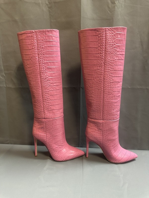 New Paris Texas Croc-Embossed Leather Knee-High Boots - Peony Pink - Women’s 8.5 gallery