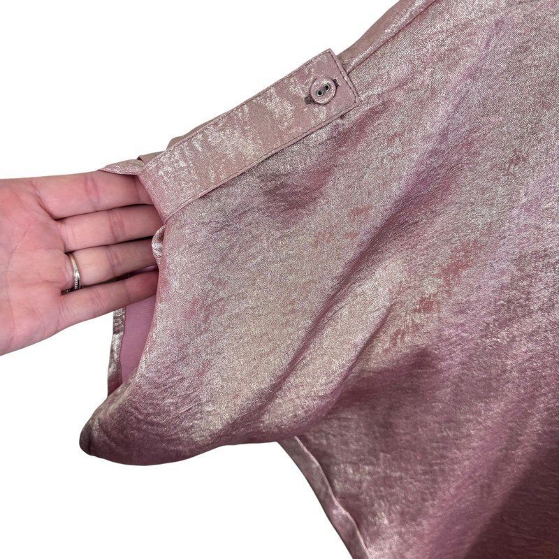 Umgee Women's Medium Pink Metallic Shine V Neck Dolman Sleeve Blouse Glam Party gallery