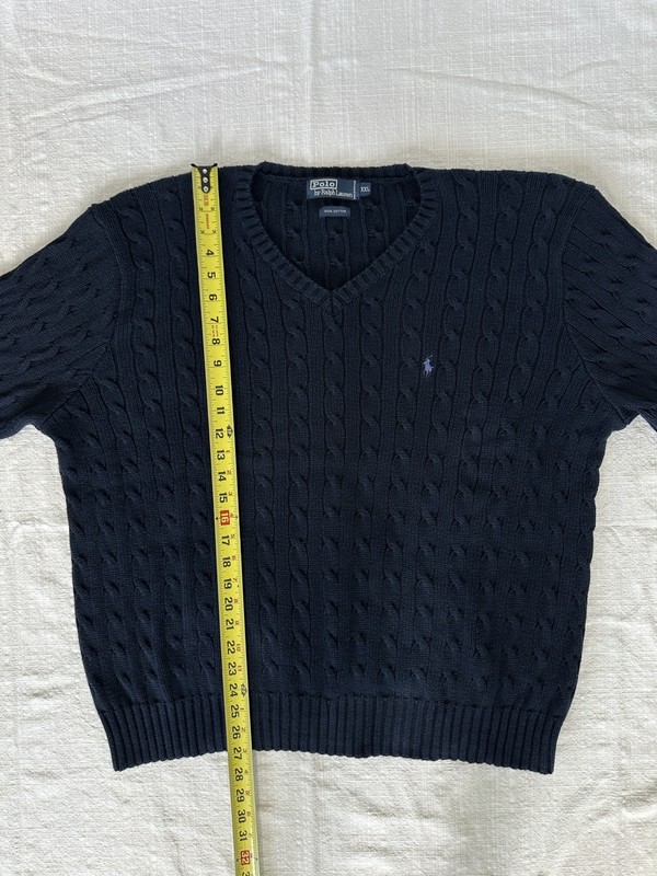 Vintage Polo Ralph Lauren Mens XXL Navy Blue Cable Knit Cotton Sweater gallery