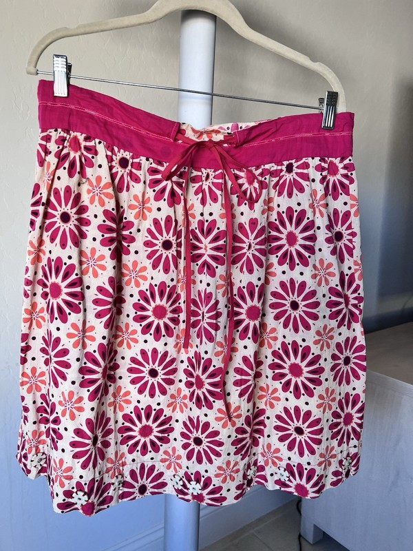 A Common Thread Petite Pink Retro Daisy Floral Drawstring Skirt NWT