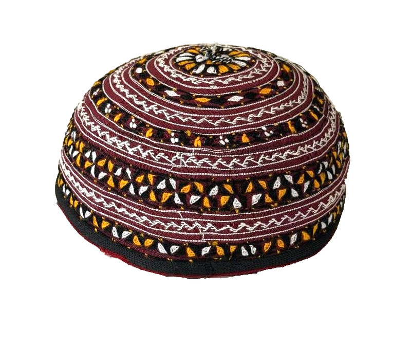 TRADITIONAL HAND MADE EMBROIDERED TURKMEN TRIBAL TAHIYA HAT – 22″ – M