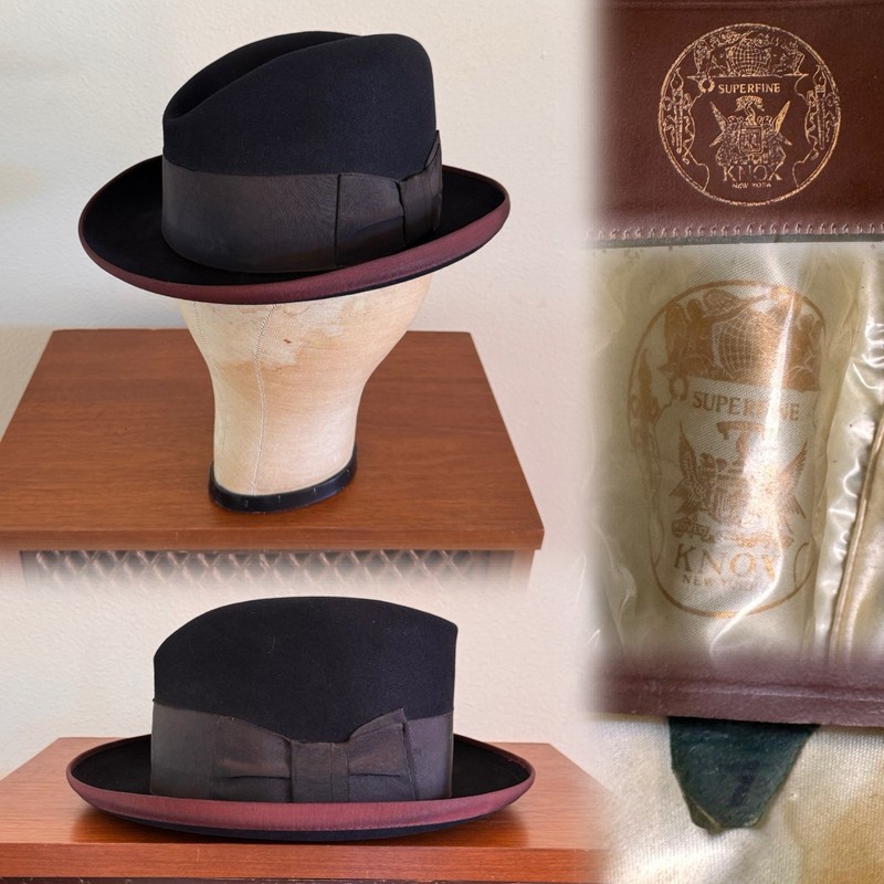 1950s Knox Premier Madison Avenue 7 Cavanagh Edge Fedora Hat Vtg Black