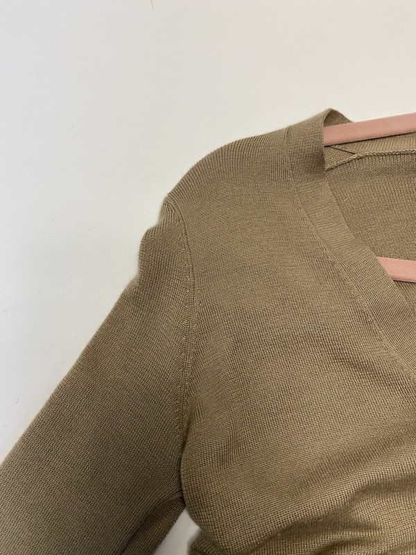 Prada 42 S Cashmere Silk Cardigan V Neck Sweater Light Brown Fitted gallery