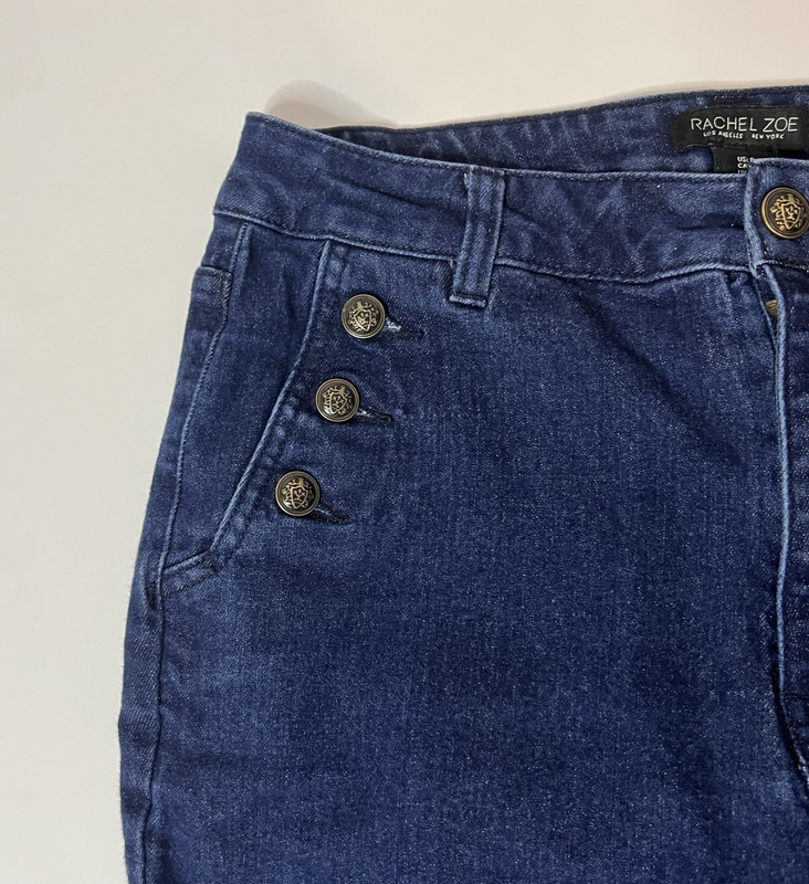 Rachel Zoe Womens Jeans Sailor Button High Rise Straight Dark Wash Stretch Sz 8 gallery