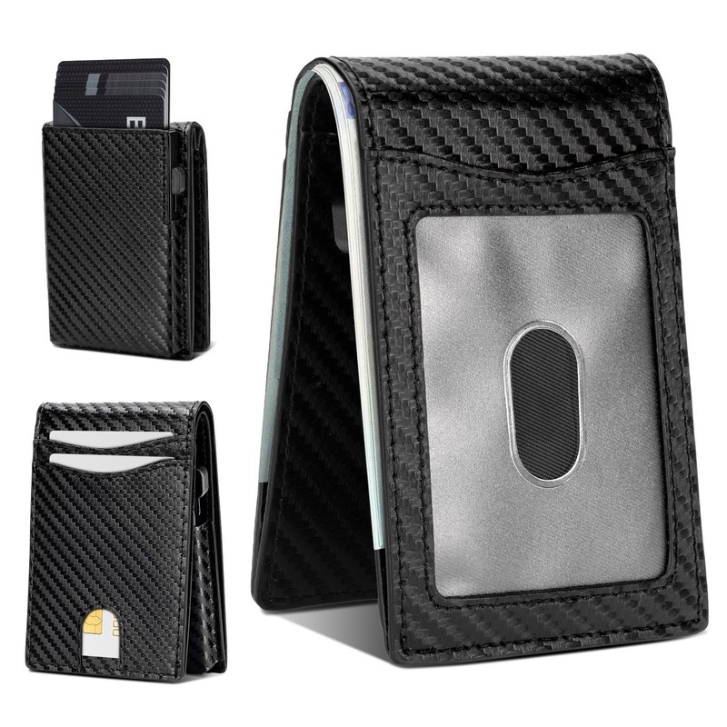 Mens Wallet Pop Up Card Holder Minimalist Wallet for Men RFID Blocking ID Window
