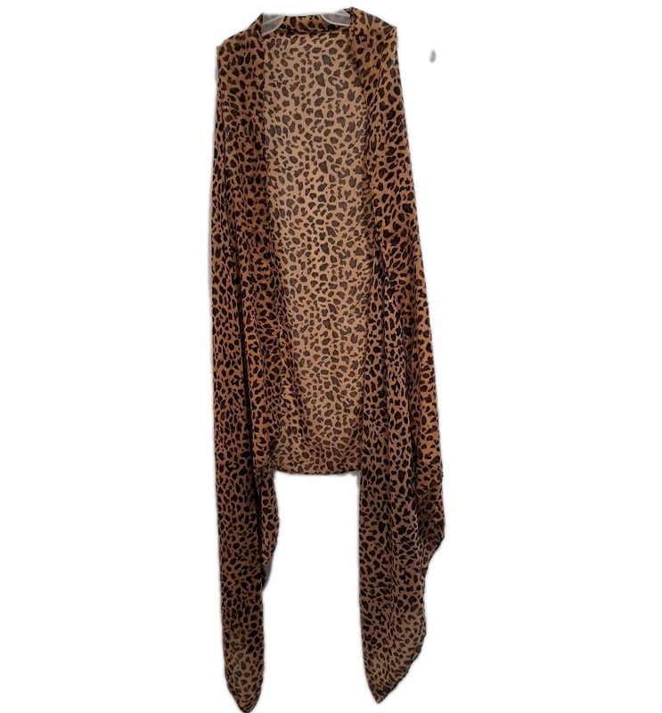 UnbrandedWomen’s Sleeveless Kimono One Size Brown Sheer Hi Lo Hem Leopard NWOT
