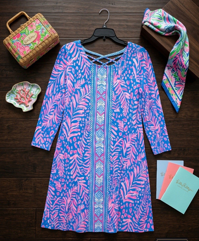 Lilly Pulitzer Ophelia Swing Dress Pundy Blue La Zebra Pink Size XXL
