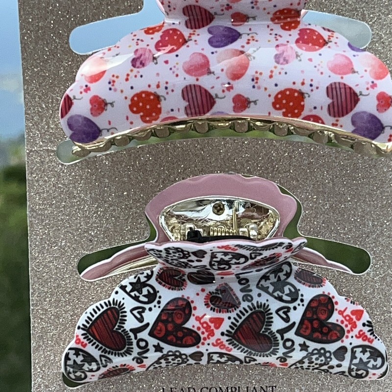 NATASHA HAIR CLIPS HEARTS -Lead Compliant- 👀 😍 New Set of 2