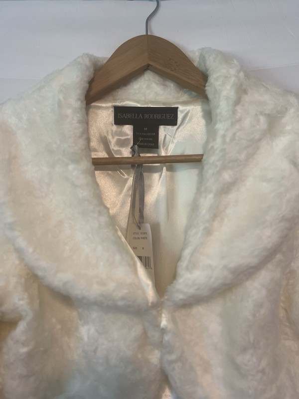Isabella Rodriguez Ivory Faux Fur Bolero Cropped Jacket Sz M Shrug Glam Bridal gallery