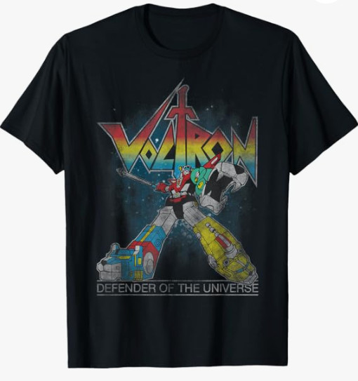 80s Retro Lion Robot Rainbow Space Defender Graphic T-Shirt Mens Womens