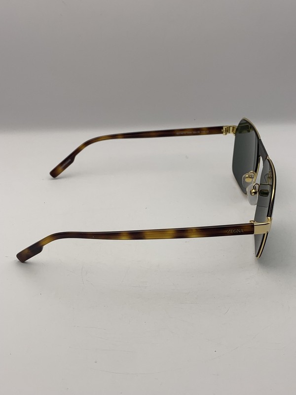 ZEGNA Sunglasses EZ 0210 C2 Mens Gold Tortoise Geometric Green Lens Italy gallery