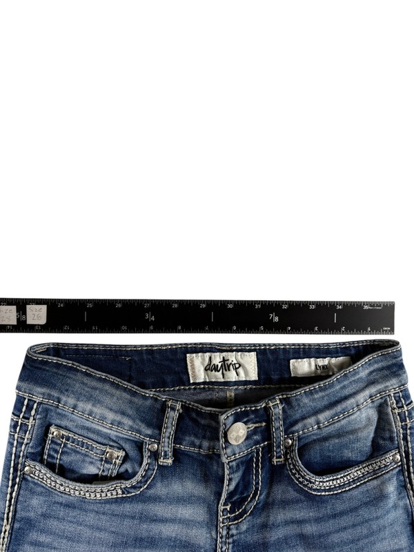 Buckle DayTrip Lynx Ankle Jeans Womens 24 Blue Stretch Straight Leg Embroidered gallery