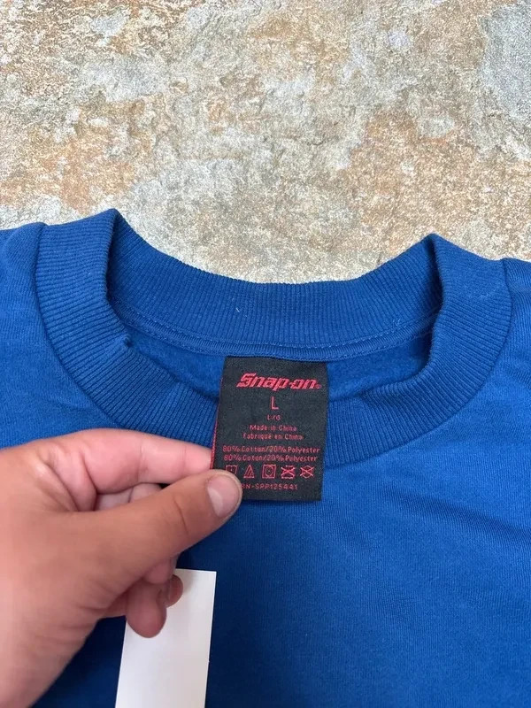 Snap On NWT crewneck blue red embroidered basic mechanic streetwear soft cotton gallery
