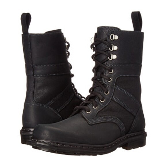 Dr. Martens Men's Arun 9-Eye Moto Biker Black Wyoming Boots US 10 Retail $220!!! gallery