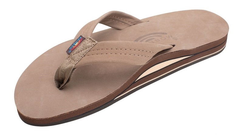 Man Rainbow Leather Double Layer Wide Strap with Arch 302ALTS Dark Brown New