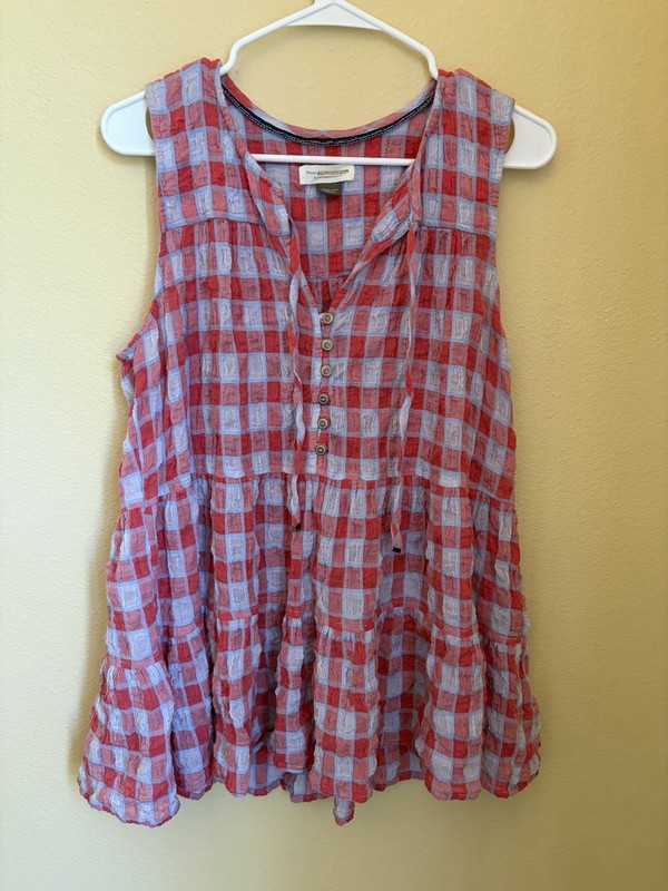 Pilcro By Anthropology Women’s Top Size M Red Check Sleeveless