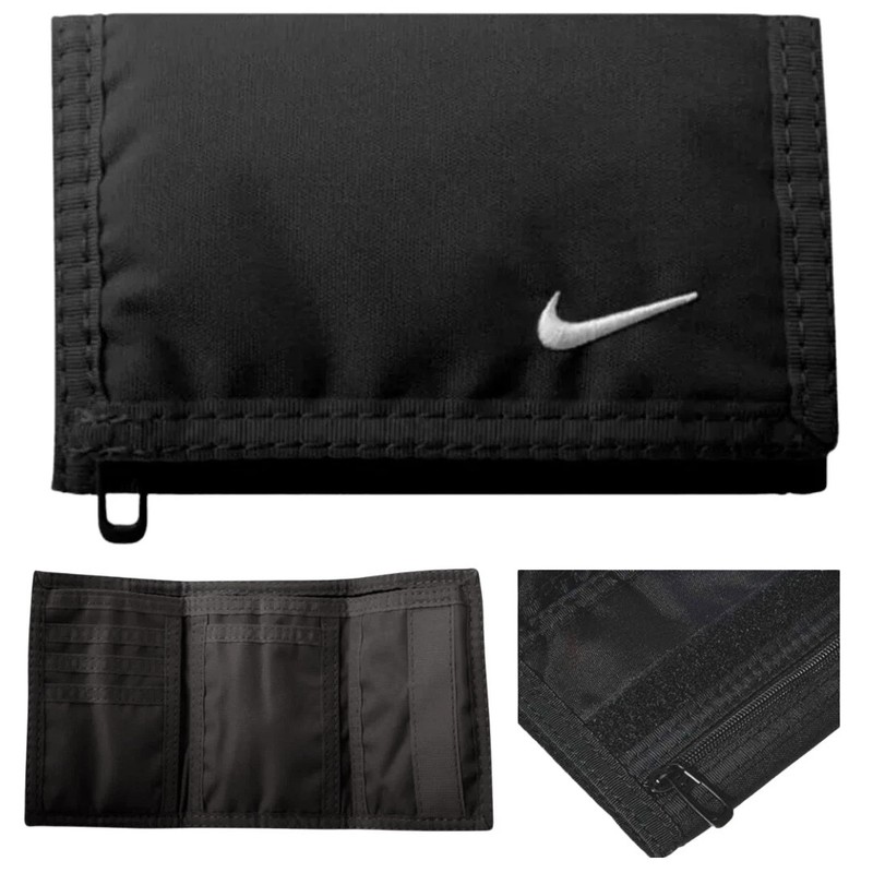 Nike Basic Black Tri-Fold Wallet – Zip Pocket & Closure – Unisex Compact gallery