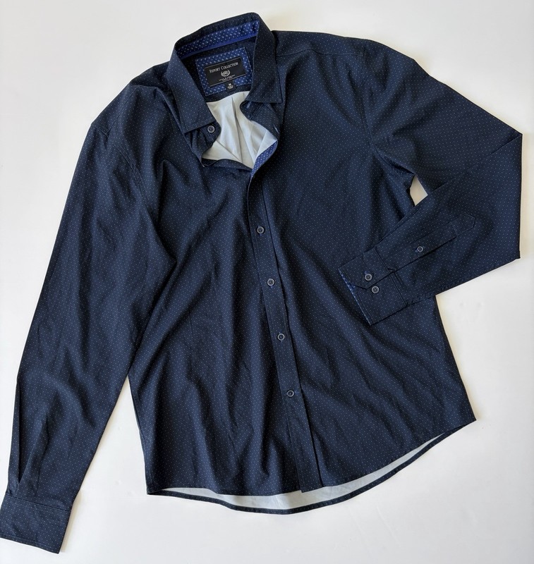 Report Collection Flex Knit Shirt Men’s Navy Modern Fit Style Casual Size M gallery