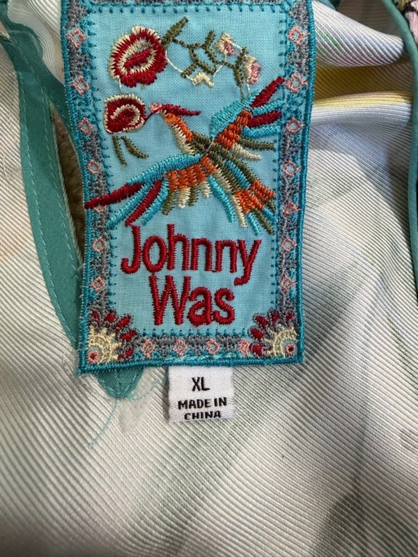 Johnny Was Silk Patchwork Tunic Top | XLMulticolor Floral Bird Print gallery
