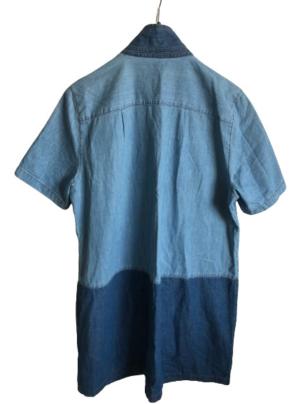 C&A Kleid Jeanskleid Hemdblusenkleid Gr. L Kurzarm patchwork gallery