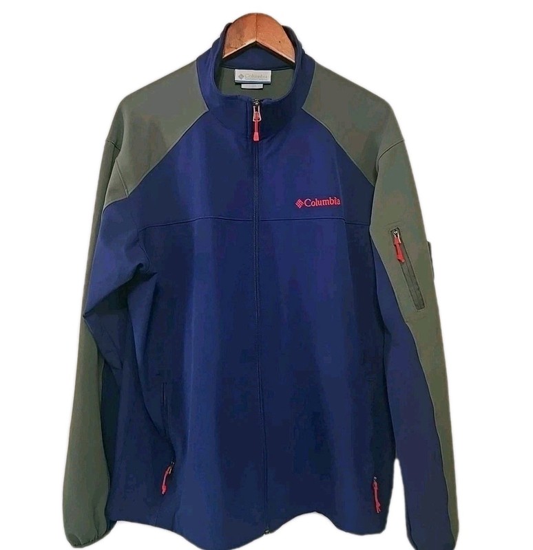 Columbia Jacket Men’s Large L Blue Elastane Stretch Full Zip Outdoor Performance