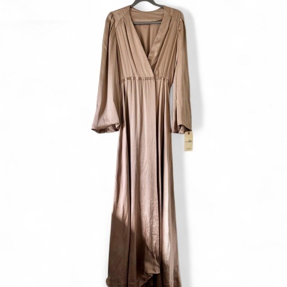 1960s Film Costume Dressing Gown Mauve Pink Satin Robe Wrap Dress Vintage