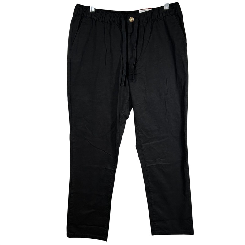 George Mens Weekend Chino Stretch Comfort Waist Black Soot Pants Size Medium
