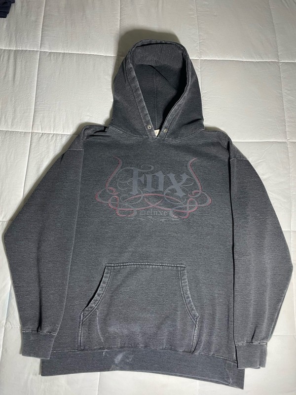 Fox Racing Hoodie Mens XL Black Pullover Fleece Sweatshirt Flame Logo Graphic