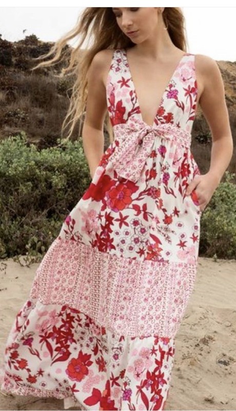 BTFL-Life Retro Floral Ruffle Maxi Dress Boho Cottagecore Size Small NWT