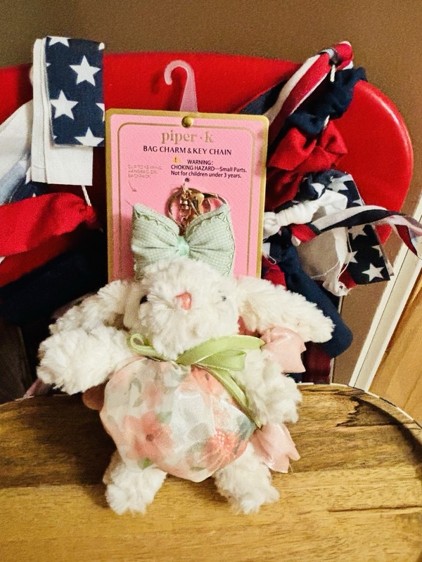 🌷NWT Natasha Plush Floral Bunny Bag Charm / Keychain
