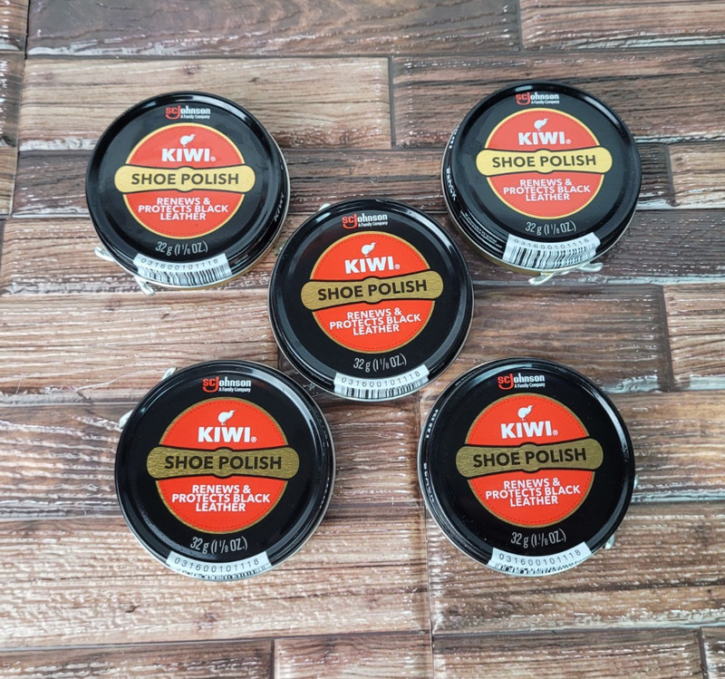 5 Pack – OEM Kiwi Shoe Polish Renews and Protects Black Leather 1.125 oz ( 32g )