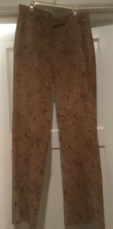 Vintage NWT Neiman Marcus I T W ITW Brown Abstract Floral Leather Pants Size 10
