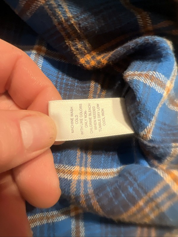 44mm Legendary Goods Flannel Shirt Mens Large Blue Orange Plaid Cotton gallery